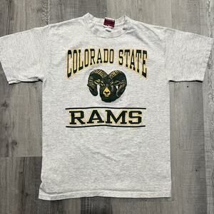 VTG Colorado State Rams College T Shirt 90s Grey CSU Big Graphic Football Sz M